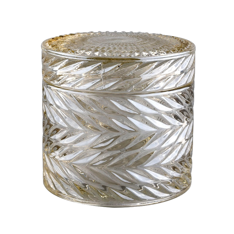 elegant leaf design glass candle jar with lid elegant leaf design glass candle jar with lid
