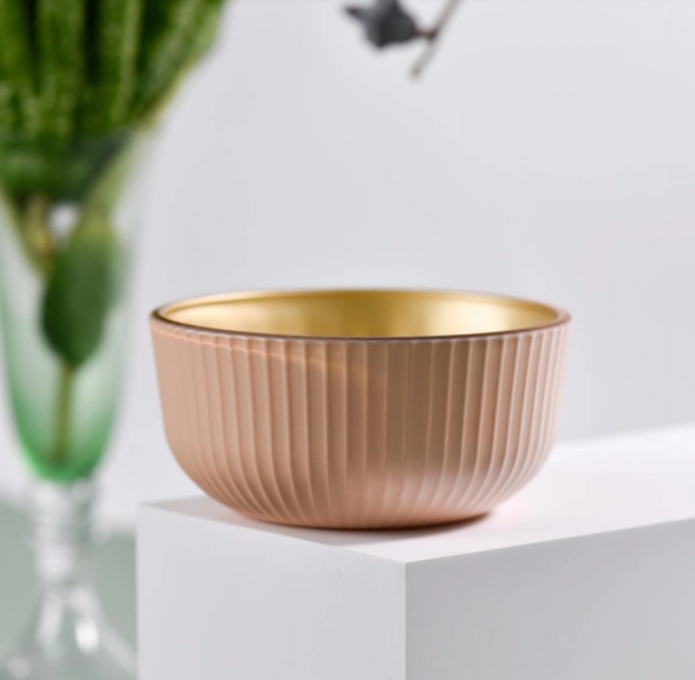 Wholesale customized color on 10oz 20oz 30oz wide mouth glass candle bowl candle container with patterns outside Wholesale customized color on 10oz 20oz 30oz wide mouth glass candle bowl candle container with patterns outside
