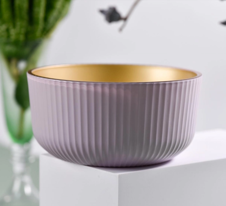 Wholesale customized color on 10oz 20oz 30oz wide mouth glass candle bowl candle container with patterns outside Wholesale customized color on 10oz 20oz 30oz wide mouth glass candle bowl candle container with patterns outside