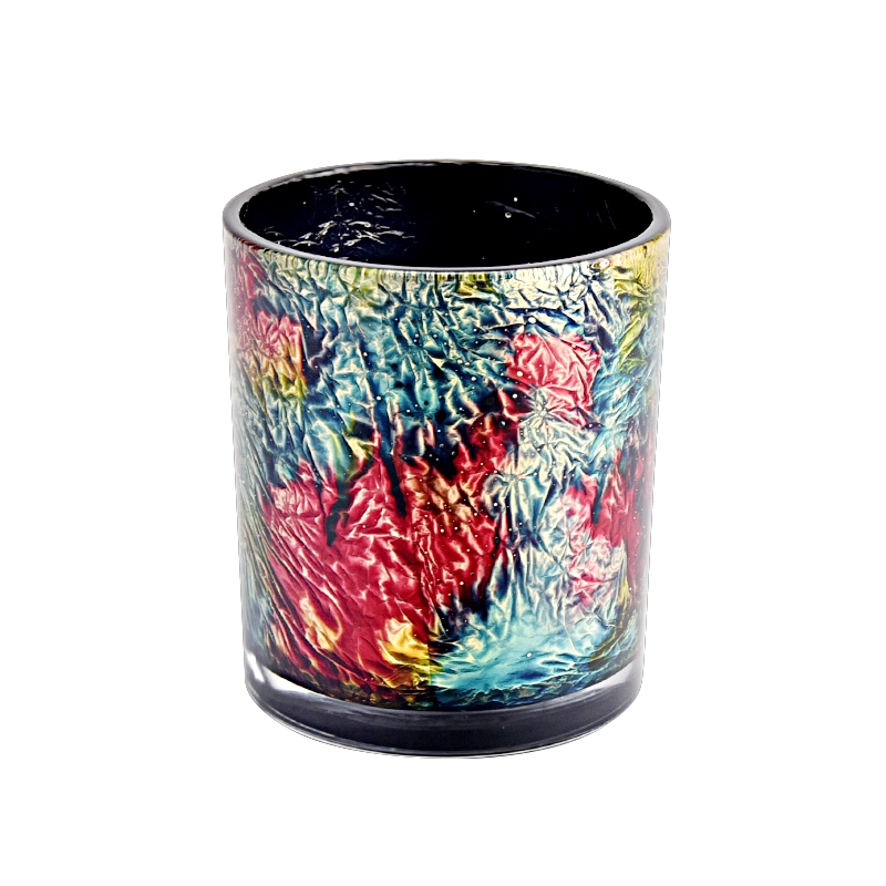 Hand paint artwork color 10oz glass candle jar 