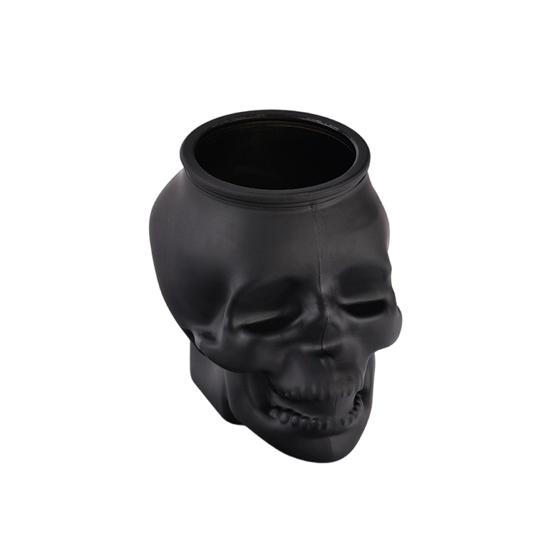 Wholesale black skull Halloween decorated glass candle jars
