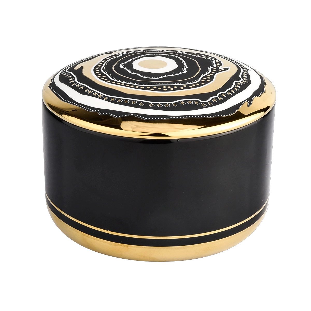 home decor 3 wicks ceramic candle jar with lid luxury black ceramic candle bowl with artwork lid