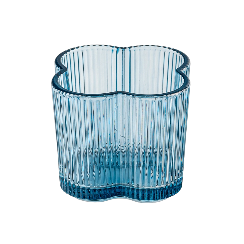 Wholesale 8oz 10oz transparent blue glass candle vessel