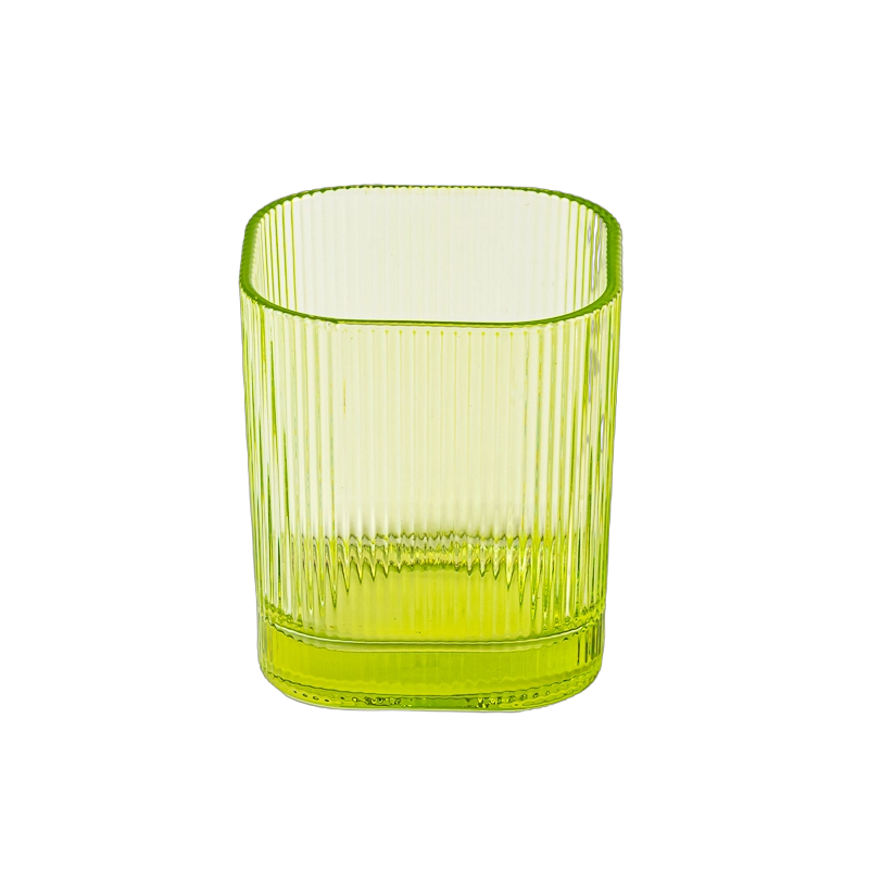 300ml square shape stripe glass candle vessel with home decor