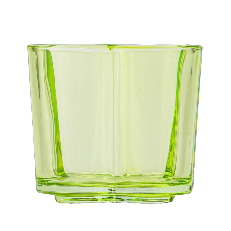 Wholesale 300ml custom color flower design glass candle jar with home decor