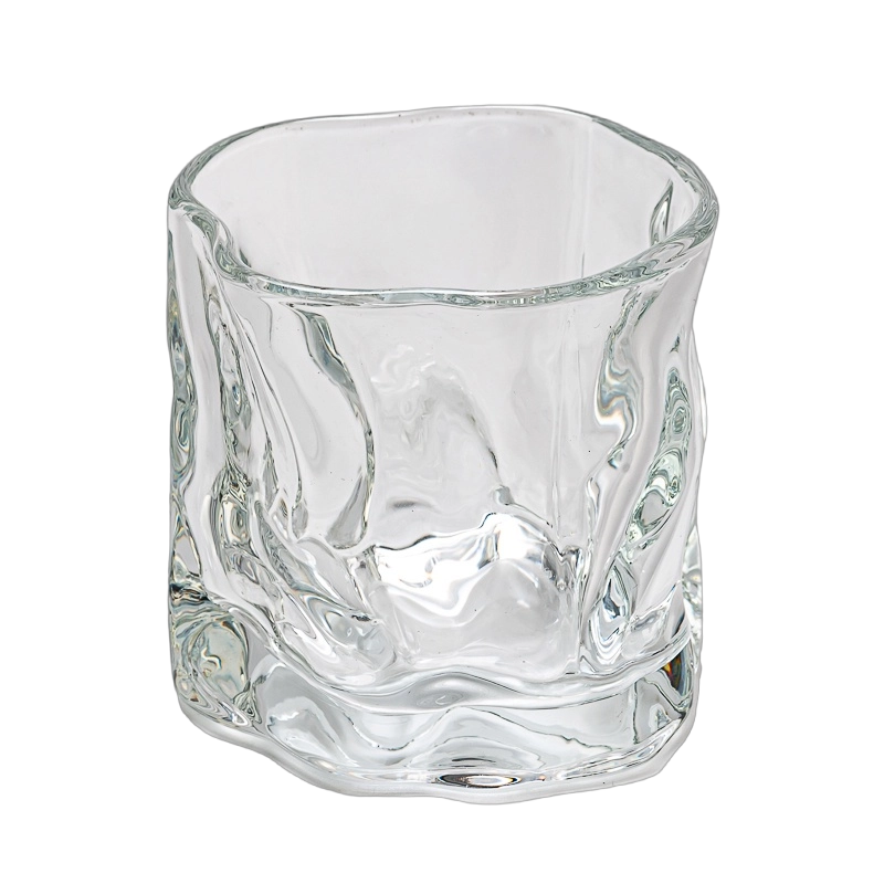 Wholesale Customized Twisted Glass candle jar 240ml Shot Glass Mug Whiskey Cup Drinking Water Glass 