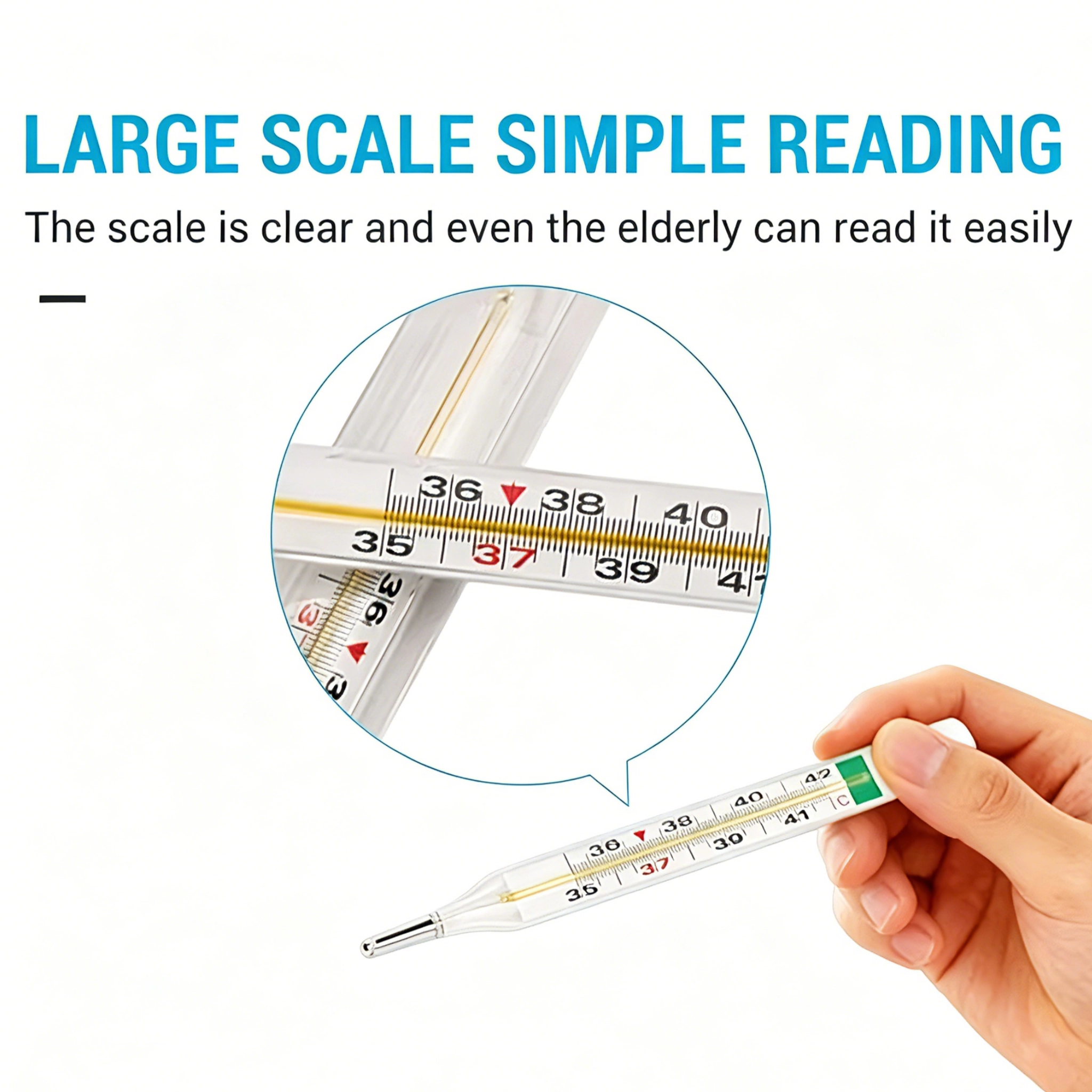 Hot Selling High Quality Safe Non-Toxic Armpit Medical Mercury Free Clinical Glass Thermometer
