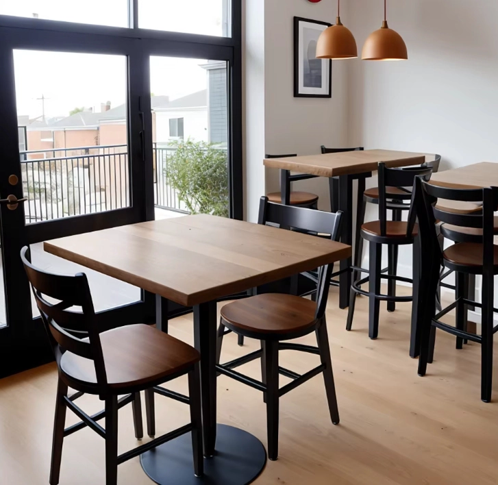 Современный индустриальный стиль кофейня быстрого питания кафе Cafe Commercial Wood Restaurant Murniture Стол для сиденья и кресла