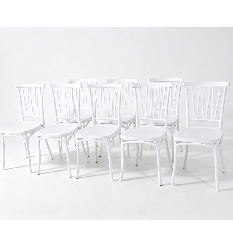 White Plastic Vertical Slat Back Chair Stackable Event Chair for Hotel Restaurant Wholesale & Rental