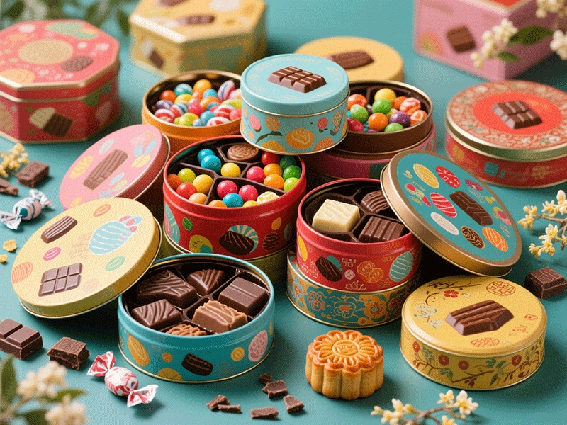Cajas de lata personalizadas premium para galletas, galletas y juegos de regalos de chocolate