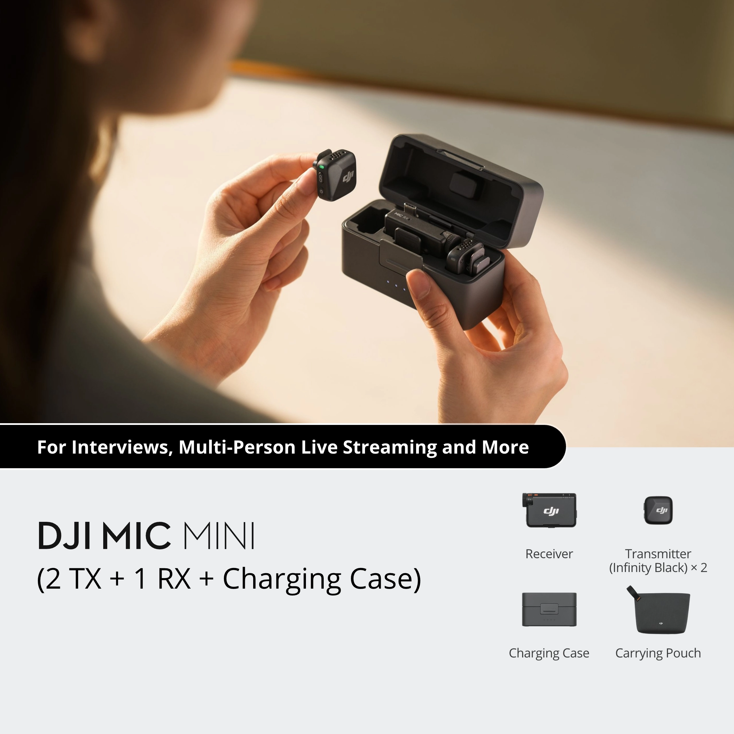 Toptan DJI Mic Mini 2S Mini Kablosuz Mikrofon (2 TX + 1 RX)