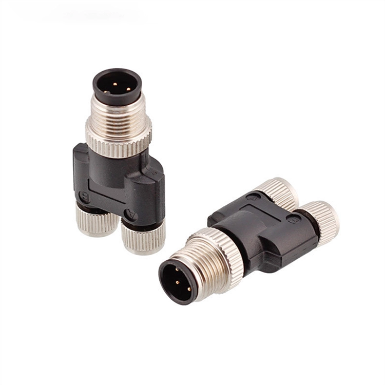 M12 tot M8 3 4 5-pins mannelijke naar vrouwelijke Y-splitterconnector