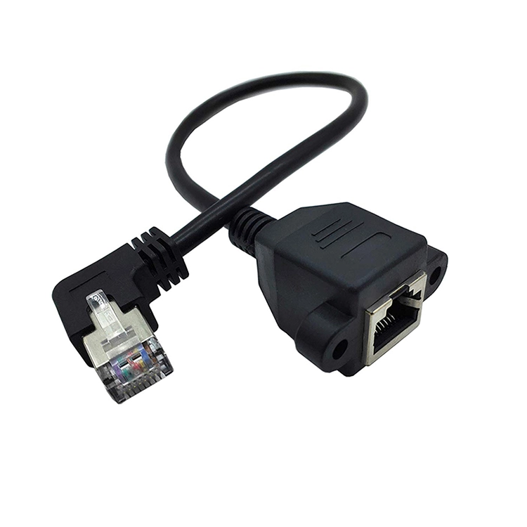 90도 RJ45 남성 여성 스크류 유형 확장 케이블