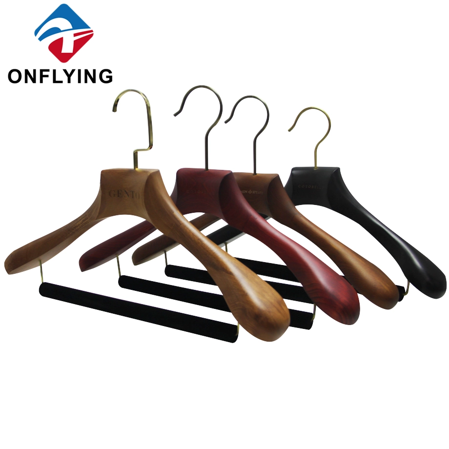 Beech Wood Personalized Luxury Wooden Suit Hangers Factory Manufacturer