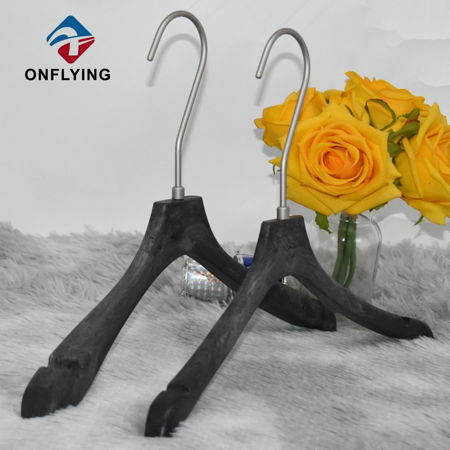 China Luxury Top Quality Heavy Duty Customized Logo Black Resin Dress Hanger manufacturer
