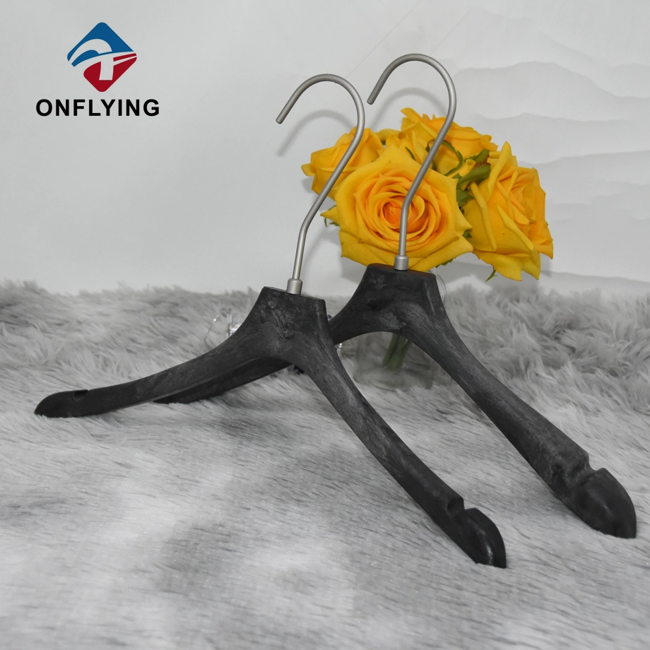 Luxury Top Quality Heavy Duty Customized Logo Black Resin Dress Hanger