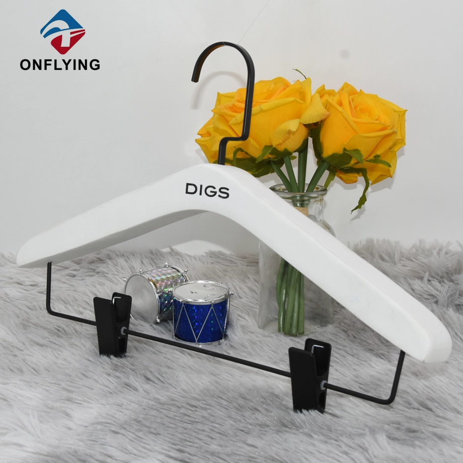 Luxury Custom Logo Brand Set White Lady's Hangers for Clothing Store China Factory
