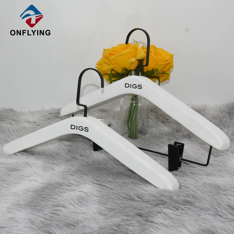 Luxury Custom Logo Brand Set White Lady's Hangers for Clothing Store China Factory