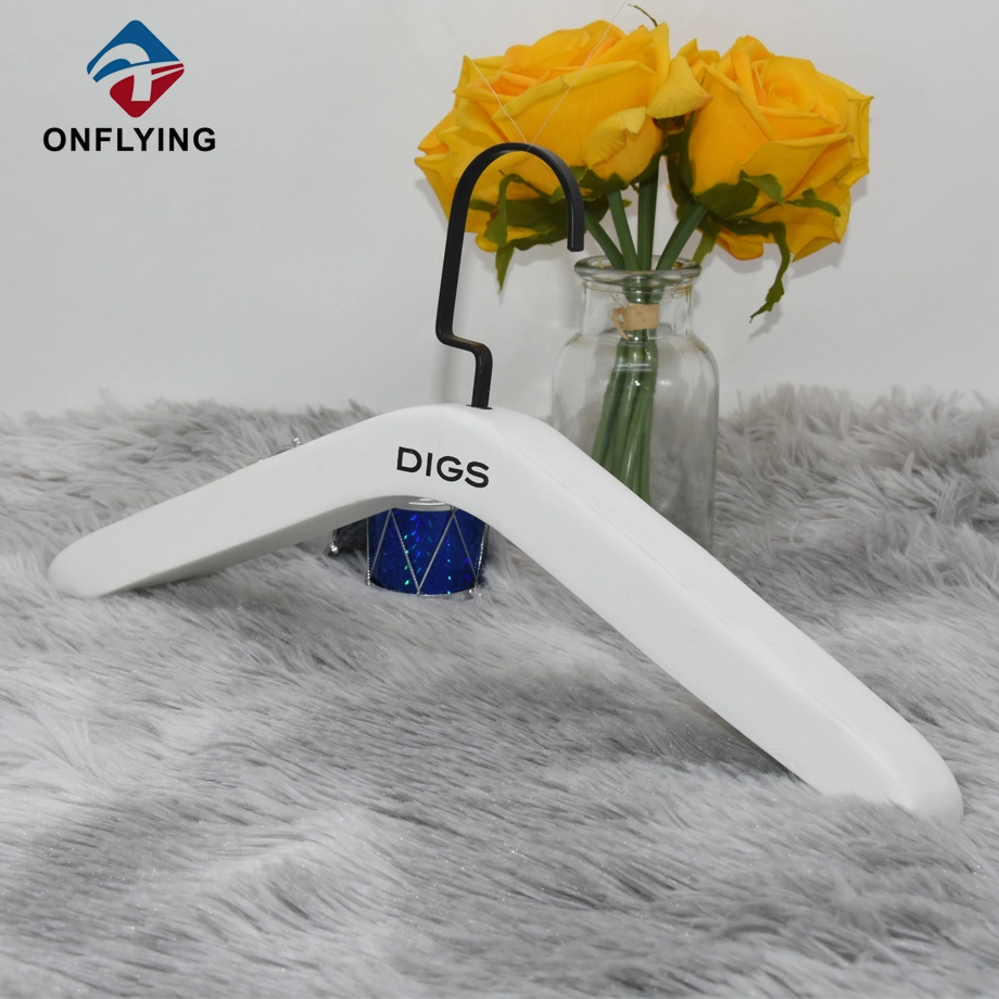 High-End Custom White Lady's Thick Wooden Clothes Hangers China Supplier