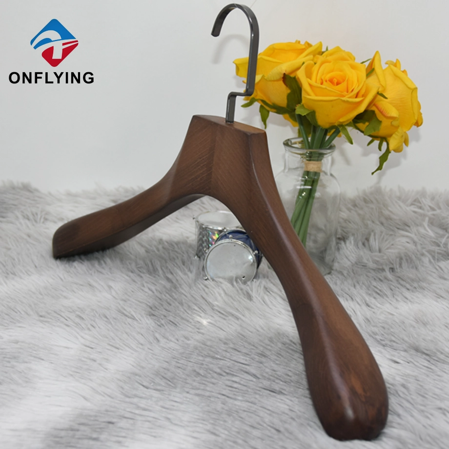 Best Quality Heavy Duty Gun Black Hook Wooden Coat Hanger China Factory