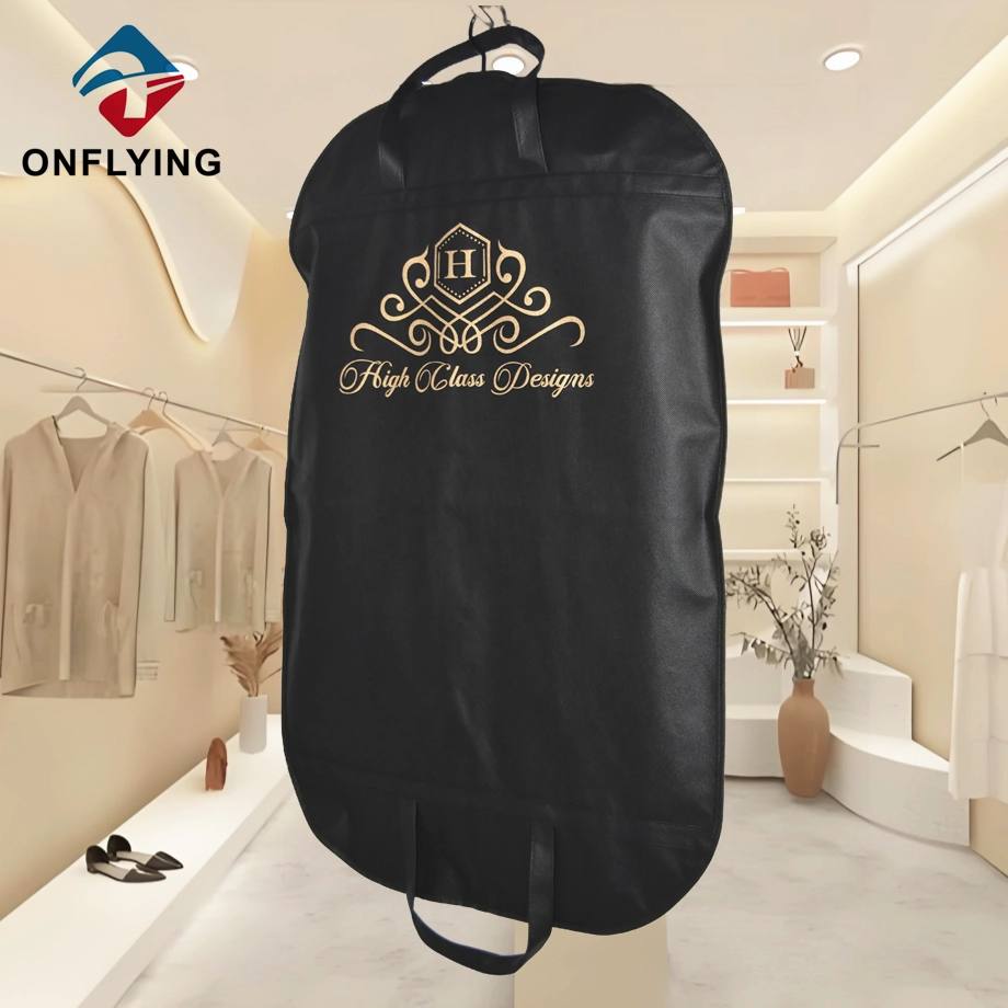 Luxury Custom Black Eco-friendly Non-Woven Garment Bag China Factory