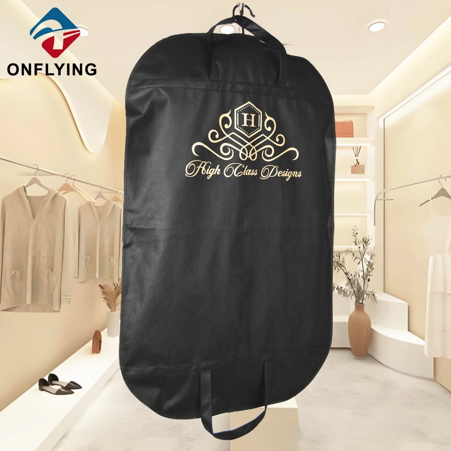 Luxury Custom Black Eco-friendly Non-Woven Garment Bag China Factory