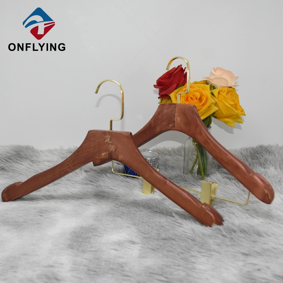 Top End High Quality Brown Wooden Boutique Dress Hanger China Supplier