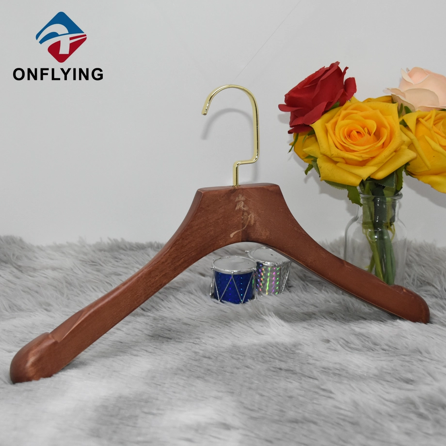 Top End High Quality Brown Wooden Boutique Dress Hanger China Supplier