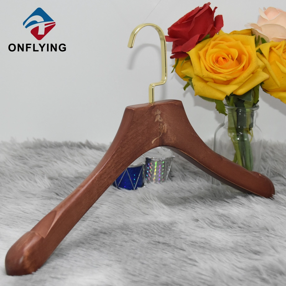 Top End High Quality Brown Wooden Boutique Dress Hanger China Supplier