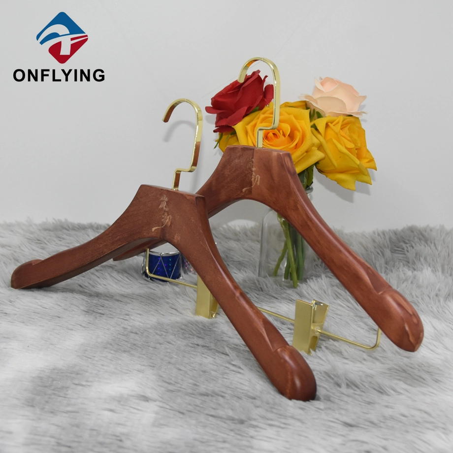 Top End High Quality Brown Wooden Boutique Dress Hanger China Supplier