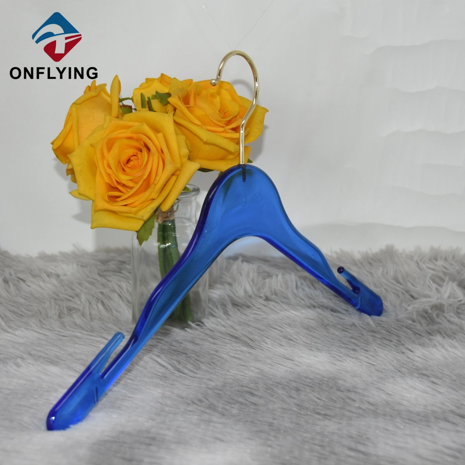 Stylish Space Saving Light Blue Plastic Transparent Hanger China Factory