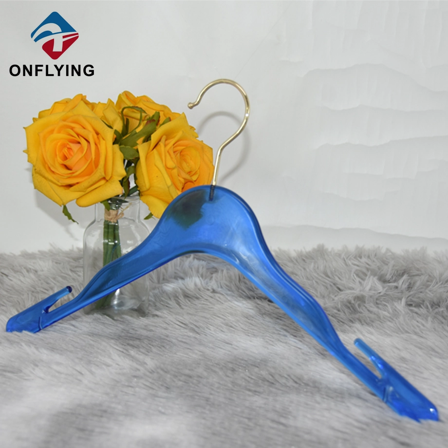 Stylish Space Saving Light Blue Plastic Transparent Hanger China Factory