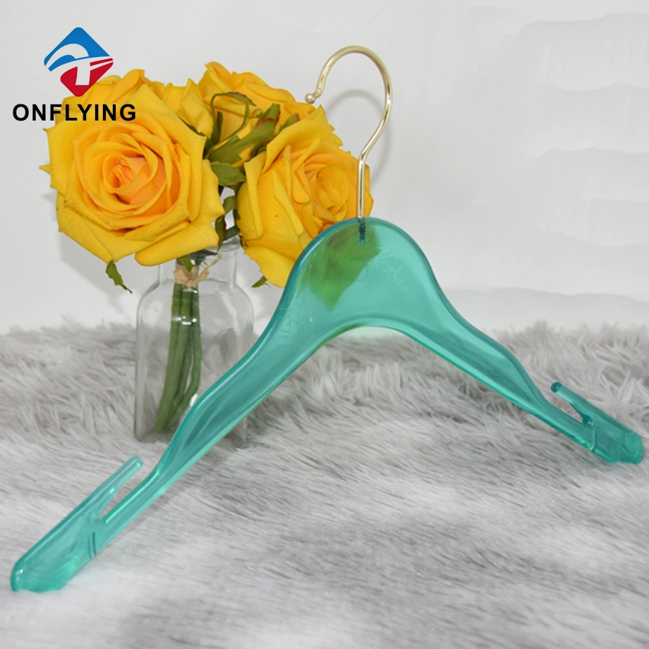 Stylish Space Saving Light Blue Plastic Transparent Hanger China Factory