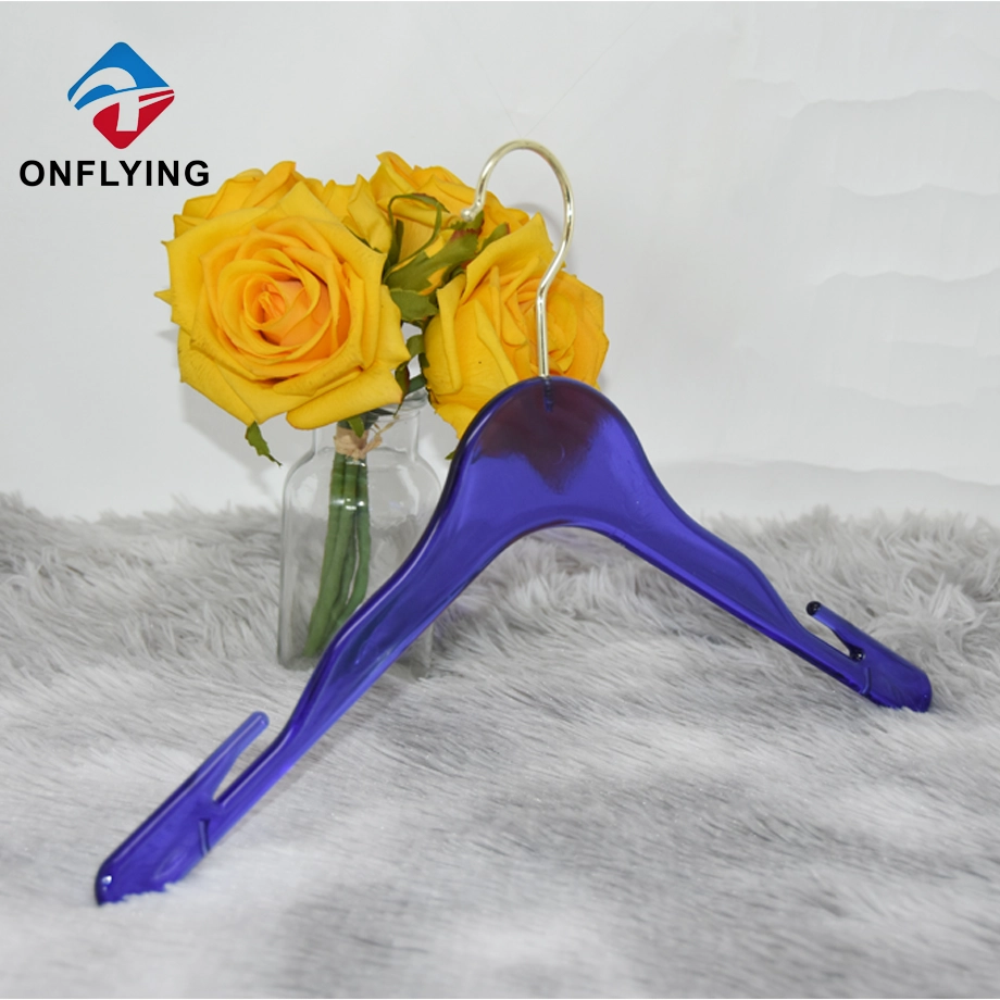 Stylish Space Saving Light Blue Plastic Transparent Hanger China Factory