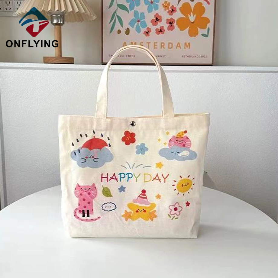 Custom Printed Logo Eco Friendly Reusable Cotton Shoulder Bag China Factory