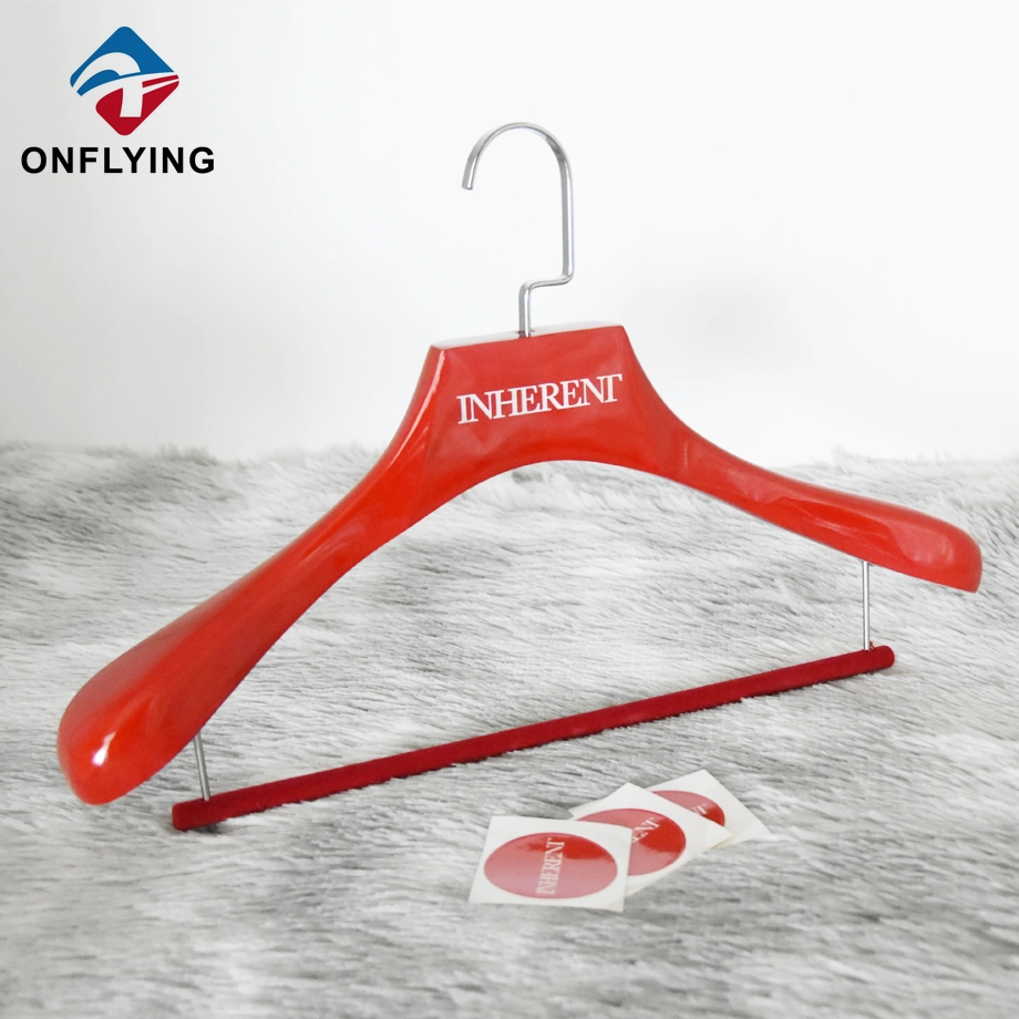 Boutique Best Selling Red Solid Luxury Wooden Suit Hangers China Factory
