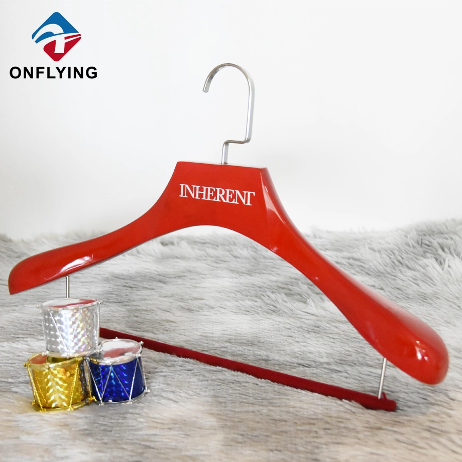 Boutique Best Selling Red Solid Luxury Wooden Suit Hangers China Factory