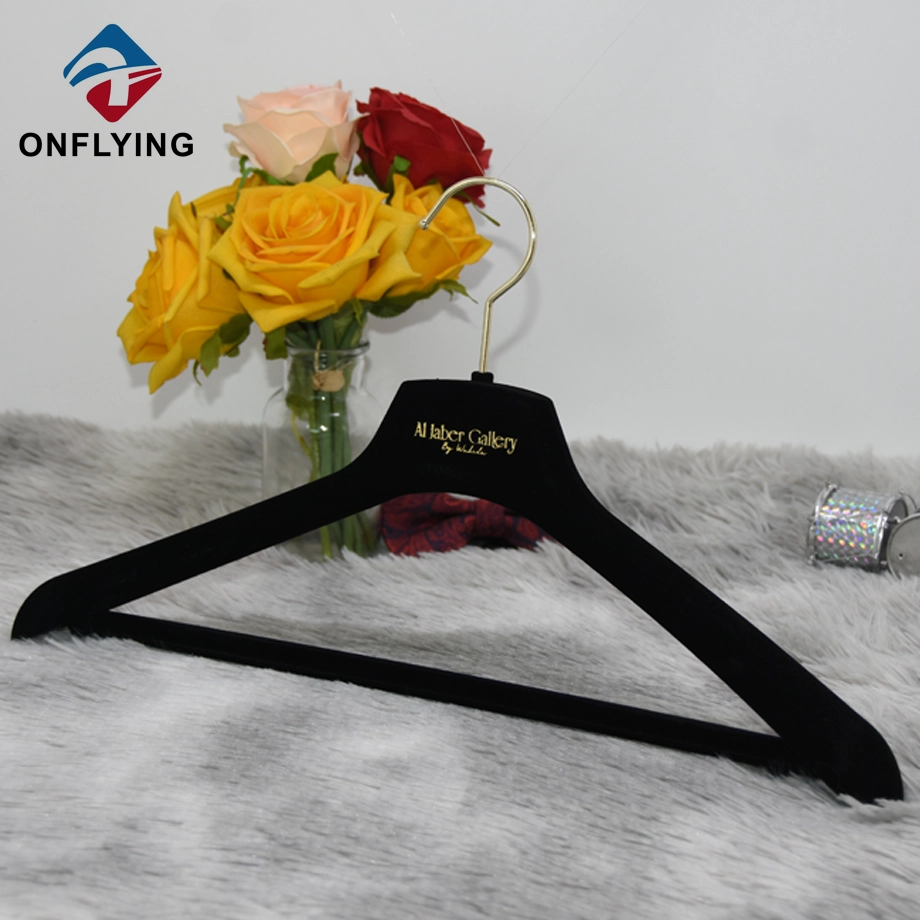 Multifunctional Stylish Black Custom Velvet Suit Hanger China Factory