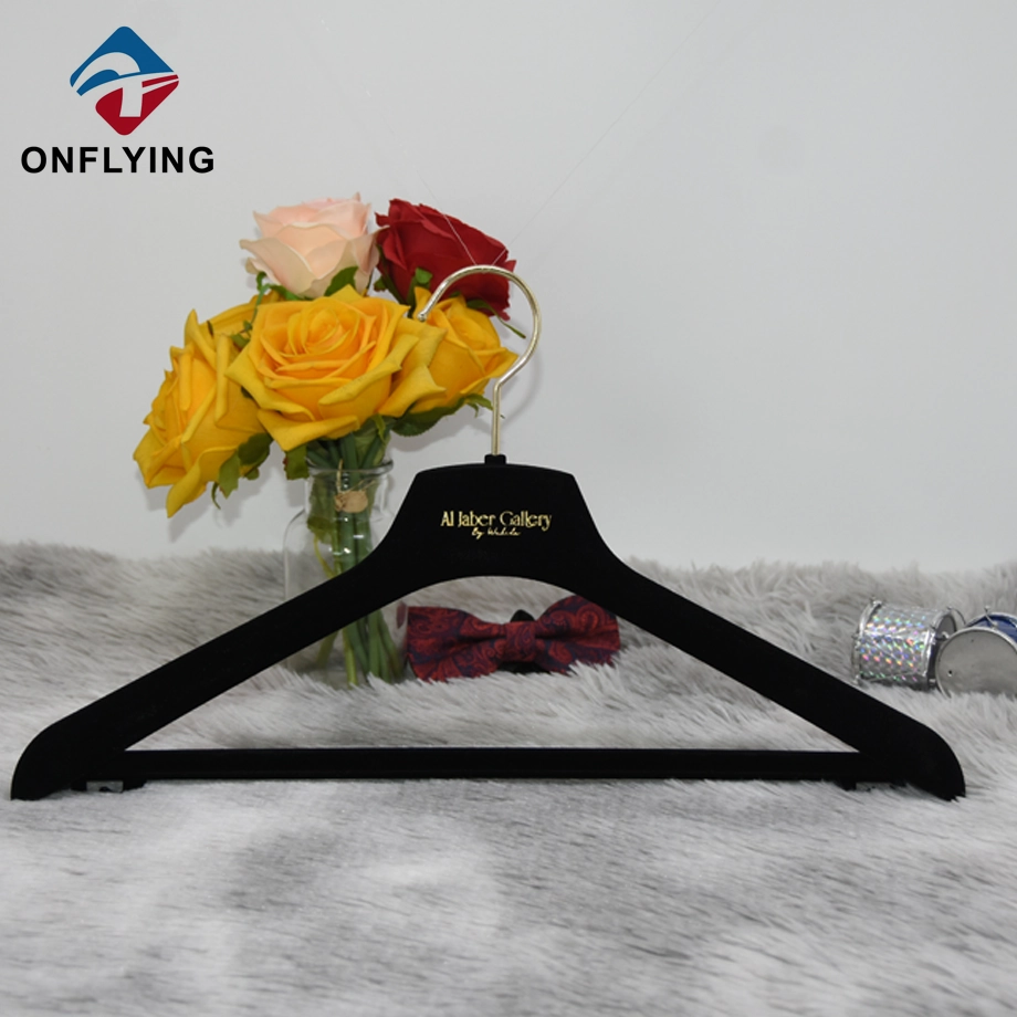 Multifunctional Stylish Black Custom Velvet Suit Hanger China Factory