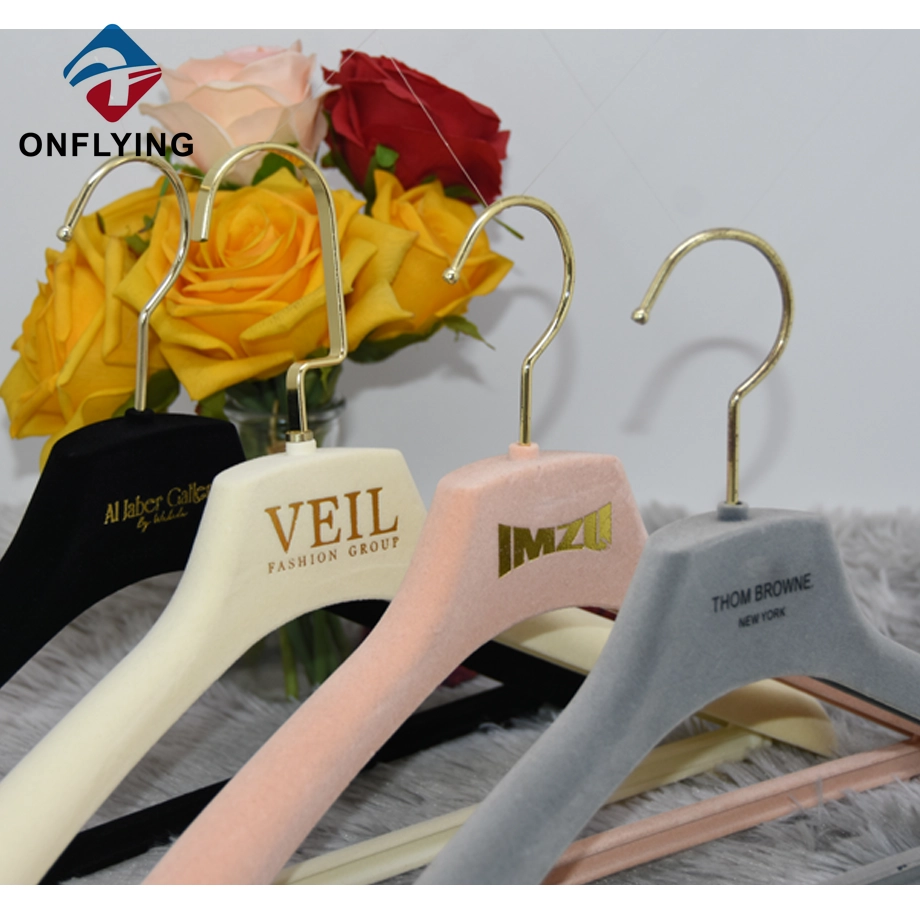 Multifunctional Stylish Black Custom Velvet Suit Hanger China Factory