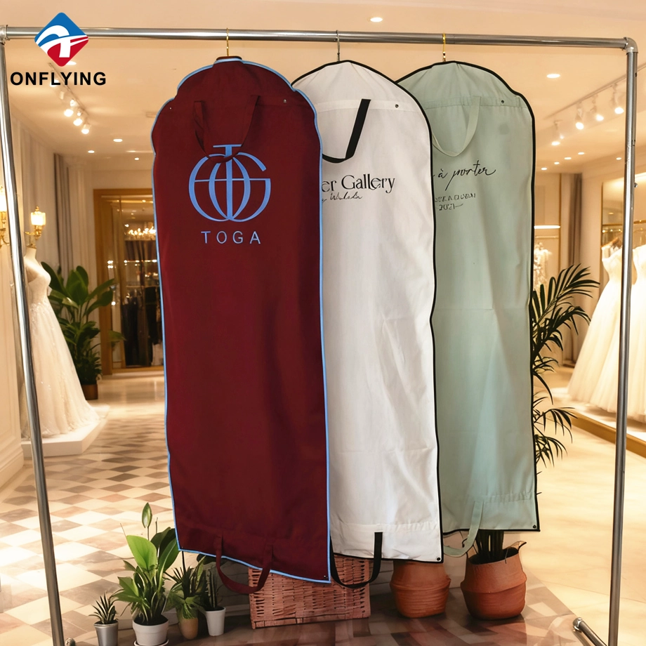 High End Muslin Burgundy Cotton Wedding Dress Bags Customized Factory China