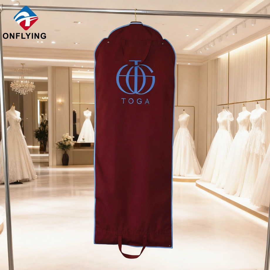 High End Muslin Burgundy Cotton Wedding Dress Bags Customized Factory China
