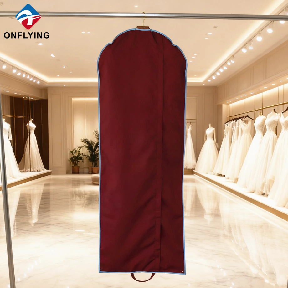 High End Muslin Burgundy Cotton Wedding Dress Bags Customized Factory China
