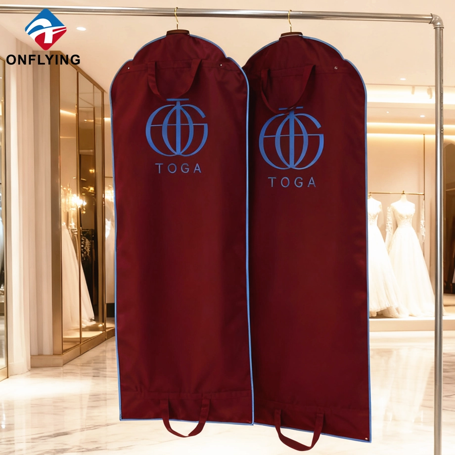 High End Muslin Burgundy Cotton Wedding Dress Bags Customized Factory China