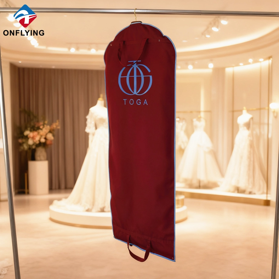 High End Muslin Burgundy Cotton Wedding Dress Bags Customized Factory China