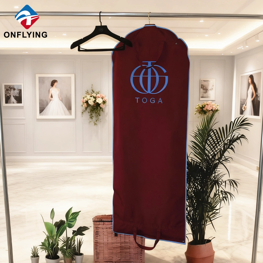 High End Muslin Burgundy Cotton Wedding Dress Bags Customized Factory China