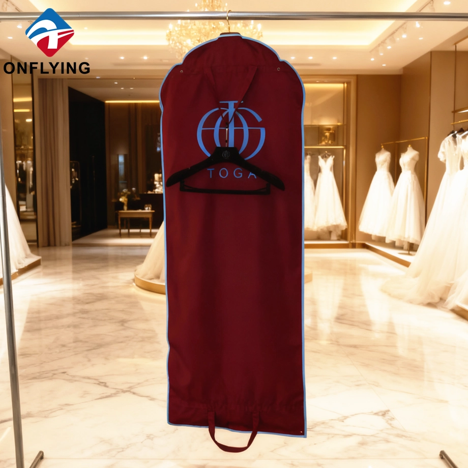 High End Muslin Burgundy Cotton Wedding Dress Bags Customized Factory China