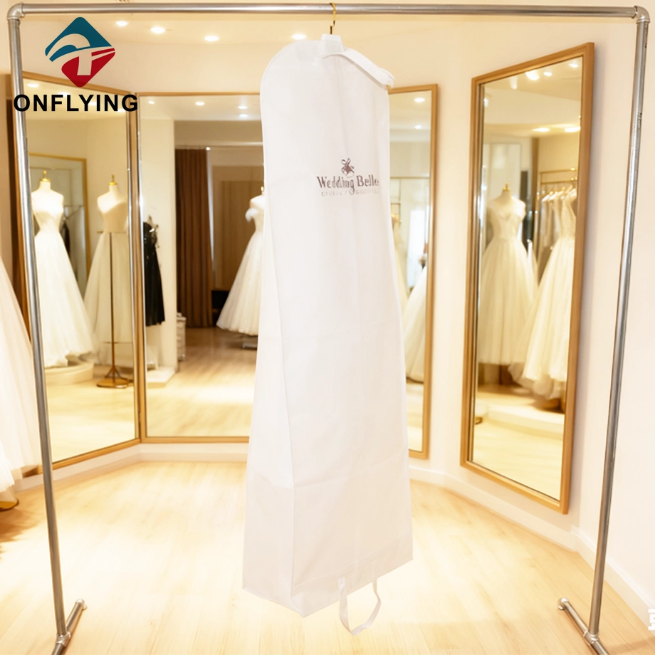 Custom Logo Non Woven White Wedding Dress Gown Garment Bags China Factory