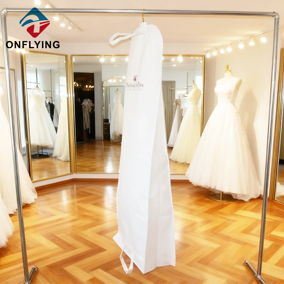 Custom Logo Non Woven White Wedding Dress Gown Garment Bags China Factory