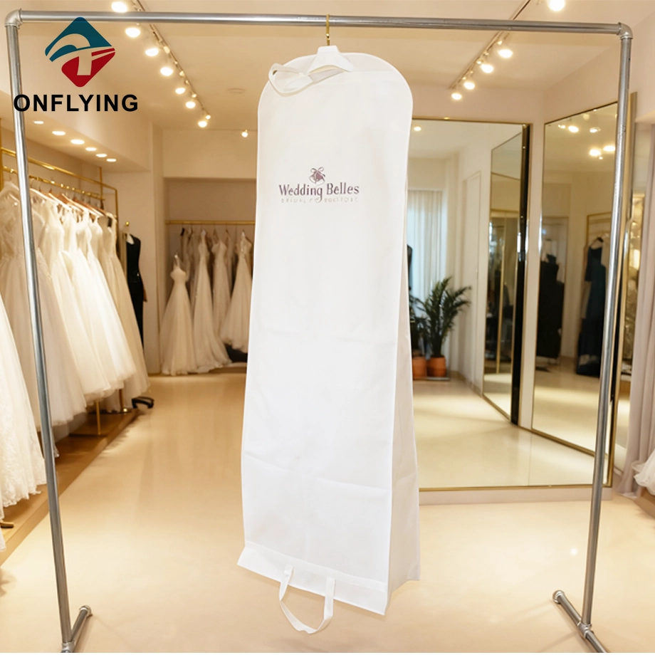 Custom Logo Non Woven White Wedding Dress Gown Garment Bags China Factory